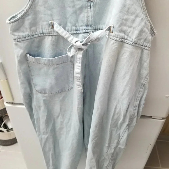 VINTAGE Handmade Baby Doll Jean Coveralls Patchwork Crop L - Picture 12 of 16